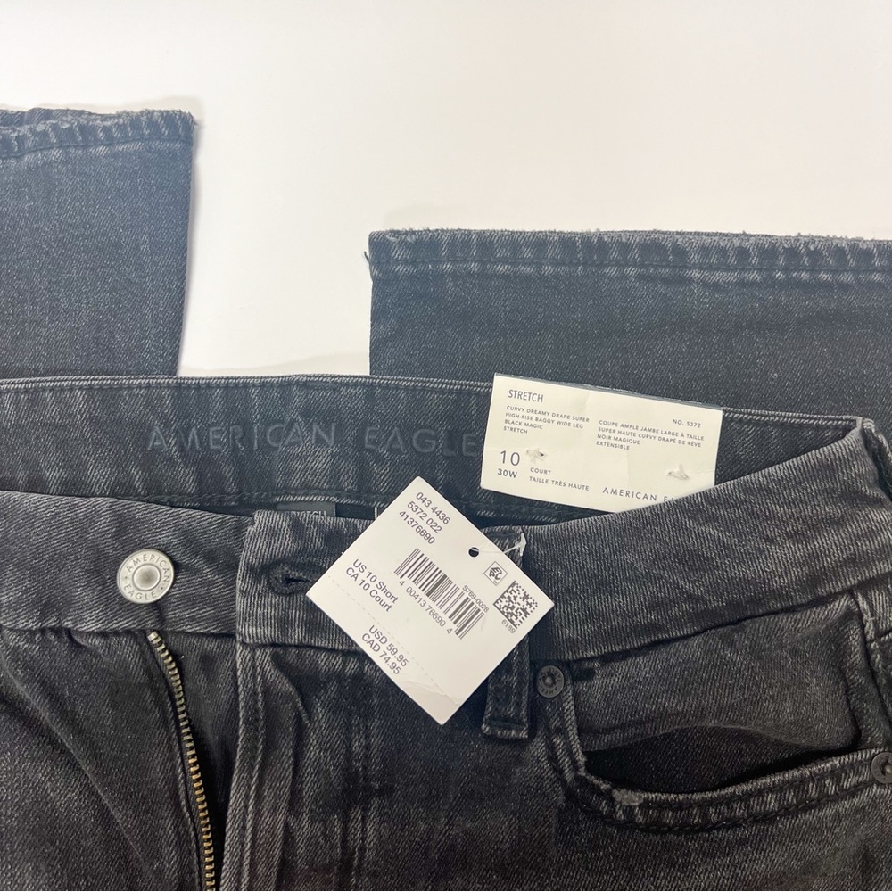 AE Dreamy Drape Stretch Curvy Super High-Waisted Baggy Wide-Leg Jean, SHORT - Picture 8 of 9